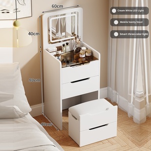 Tocador con Luz de Tres Colores y Espejo para Dormitorio, Apartamento Pequeño, Almacenamiento, Maquillaje, Muebles de Dormitorio - Product Image 5