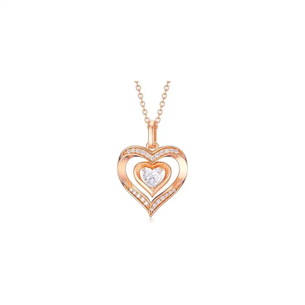 Collar de corazón de oro macizo de 10K para mujer, colgante de corazón de amor de oro blanco Real, regalos de joyería delicados para mamá, esposa, niñas, 18 \