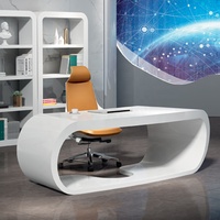 Bureau de direction de forme unique, blanc, de forme ronde avec tiroir, prix bas des fabricants, nouveau