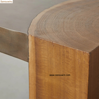 Table console en chêne et plaque d'acier, écologique, polie à la main, moderne, minimaliste, robuste et durable pour le couloir