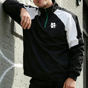 Men's Sporty Raglan Sleeve Quarter Zip Pullover Contrast Color <b>Stand</b> Collar Custom <b>Screen</b> Print Logo 100 Polyester T Shirt - Product Image 2