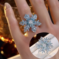 Bague ouverte rotative double couche en forme de flocon de neige, simple, en laiton plaqué or avec zircon, pour femme et homme, cadeau de mariage pour couple, tendance