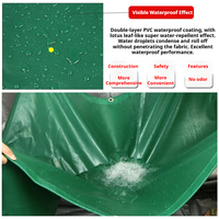 Bâche imperméable en toile PVC tricotée 350g, protection solaire, poids moyen, triple protection, verte, résistante à la pluie
