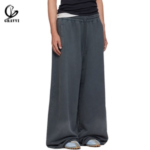 Pantalon de survêtement unisexe ultra large et ample en molleton avec cordon de serrage, coupe décontractée, style streetwear, 100% coton épais - Product Image 2