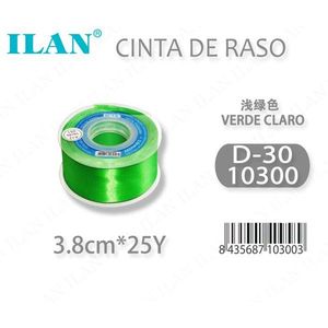 ริบบิ้นผ้าซาตินอิลัน 3.8 ซม. 25 หลา สีเขียวอ่อน D30 - Product Image 1