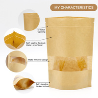 Sacs d'emballage en papier kraft biodégradable avec fermeture à glissière en gros personnalisé de pochette debout