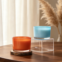 Bougeoir en verre de luxe minimaliste à base lourde, finition mate crème ambrée, réutilisable, écologique, pour la maison et l'hôtellerie