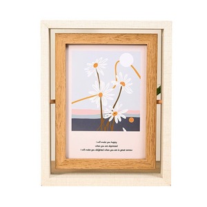 Phong cách Bắc Âu 360 ° xoay khung gỗ dọc bàn hiển thị với Laser khắc hai mặt trong suốt thiết kế 3D - Product Image 2