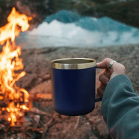 Mug à café isotherme en acier inoxydable personnalisé avec logo OEM, garde au chaud/au froid, 12 oz, double paroi sous vide, pour le camping et les voyages, avec couvercle