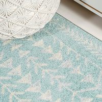 Tapis d'intérieur de style marocain 8x10 pieds, motif floral turquoise et crème, style bohème scandinave pour salon
