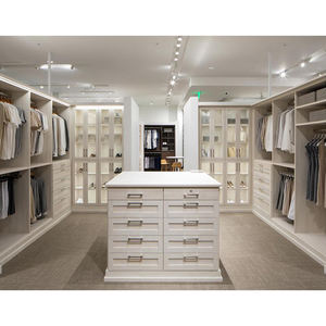 ตู้เสื้อผ้าแบบวอล์กอินทันสมัยเฟอร์นิเจอร์ห้องนอนแบบกำหนดเองหรูหราไม้สีขาวเดินในตู้เสื้อผ้าดีไซน์พร้อมอุปกรณ์เสริมสำหรับเสื้อผ้า - Product Image 6