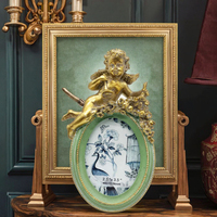 Cadre photo vintage en résine verte 2,5x3,5 pouces, format portefeuille, mignon, pour table ou mur, décoration rétro pour la maison, vente en gros