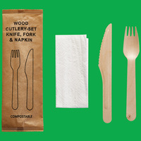 Sac en papier kraft personnalisé pour kit de couverts jetables, serviettes, ustensiles à emporter, emballage de couverts