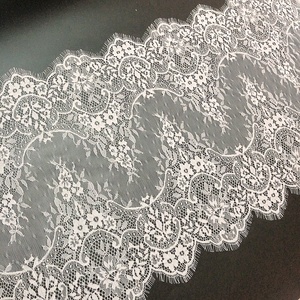 Thời trang khăn choàng Chantilly lông mi ren TRIM pháp vải trắng lt2034b - Product Image 3