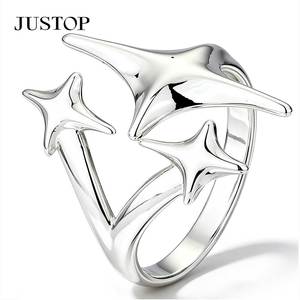JUSTOP 925 Silver Plated Flower Cocktail <b>Ring</b> Women's Classic Wedding Jewelry Gift - Product Image 2