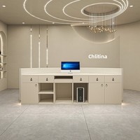 Bureau de réception minimaliste moderne avec rangement pour salon de beauté, magasin de vêtements, bar, hôtel - Arc arrondi