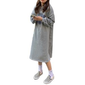 Ccy ชุดเดรสมีฮู้ดสำหรับผู้หญิง, ชุดเดรสขนาดใหญ่พิเศษมีฮู้ดป้องกันการเกิดรอยจีบพิมพ์ลายตัวอักษรแขนยาวให้ความอบอุ่นสำหรับฤดูหนาว - Product Image 3