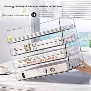 Étagère de rangement de fichiers classique empilable en PET transparent, support de bureau, organisateur de table pour livres et papier A4 - Product Image 5