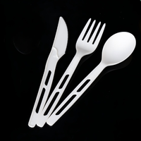Couverts jetables compostables CPLA robustes de 7 pouces, résistants à la chaleur, ensemble fourchette, couteau, cuillère pour fêtes, plats à emporter et traiteur