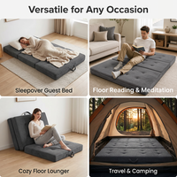 Canapé-lit pliable OEM, convertible, à trois sections, avec coussin en mousse haute densité et revêtement en velours côtelé, idéal pour entrepôt et appartement