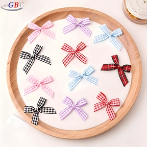 Lazo de cinta a cuadros pequeños de colores vivos, diseño de moda, pre-encolado, duradero, embalaje ecológico para Navidad y bodas - Product Image 1