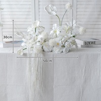 Ornements de table de dessert de mariage en soie de style européen LQ personnalisés, boules de fleurs longues, blanc pur LQHL005