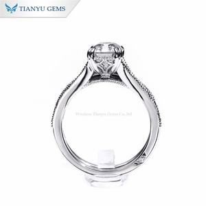 Tianyu Gems Asscher Cut Moissanite Diamant DEF VVS1 6.5*8mm 10k 14k 18k Solide Or Blanc Bijoux Bague Ensemble pour les Femmes - Product Image 4