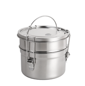 DFL01 SUS 304 Stainless Steel <b>Lunch</b> <b>Box</b> One <b>Compartment</b> 2 <b>Compartments</b> 3 <b>Compartments</b> Mess Tin with Single Folding Handle - Product Image 2