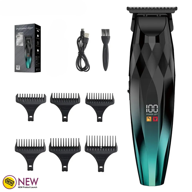 Adjustable Cordless Professional Stainless Steel T-Blade Trimmer Barber Hair Clippers USB Rechargeable Household Outdoor