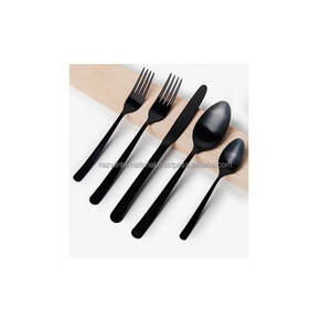 Juego de cubiertos de metal con mango de resina negra juego de cubiertos recubiertos de metal para hoteles y restaurantes - Product Image 5