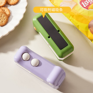 <b>Mini</b> Sealing <b>Machine</b> Green Purple Color Household Snack Packaging Tool With Magnetic Strip For Food Preservation - Product Image 1
