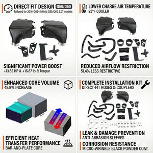 Kit di Aspirazione dell'Aria Fredda per Infiniti 2016+ Q50 Q60 <span class=keywords><strong>3</strong></span>.0L VR30DDTT con Scudo Termico e Kit Intercooler Stage <span class=keywords><strong>3</strong></span> - Product Image 2
