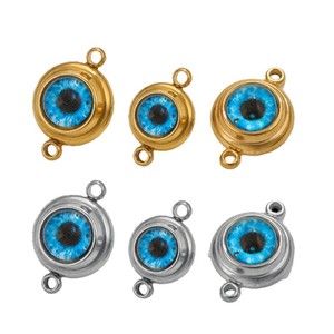 Colgante de Doble Cara con Ojo Turco en Acero Inoxidable con Baño de Oro PVD de 18K |   Amuleto de Protección de la Suerte, Joyería DIY |   A la moda - Product Image 5