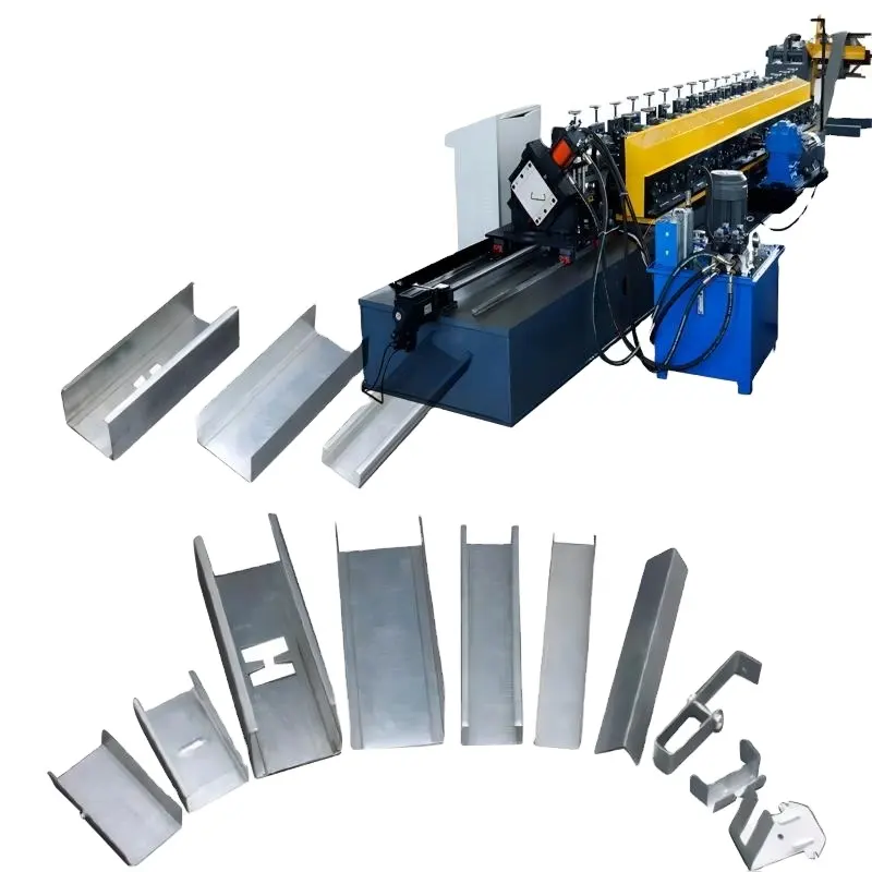 Özelleştirilmiş omega profil rulo şekillendirme makinesi metal saplama ve parça rulo şekillendirme makinesi hafif çelik omurga rulo şekillendirme makinesi
