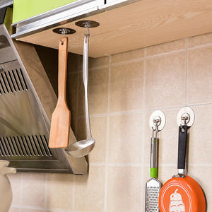 Traceless Gray Round Stainless Steel Kitchen <b>Hook</b> Bathroom Hanging Coat Door Self Adhesive <b>Hooks</b> Nail Free <b>Hook</b> - Product Image 3