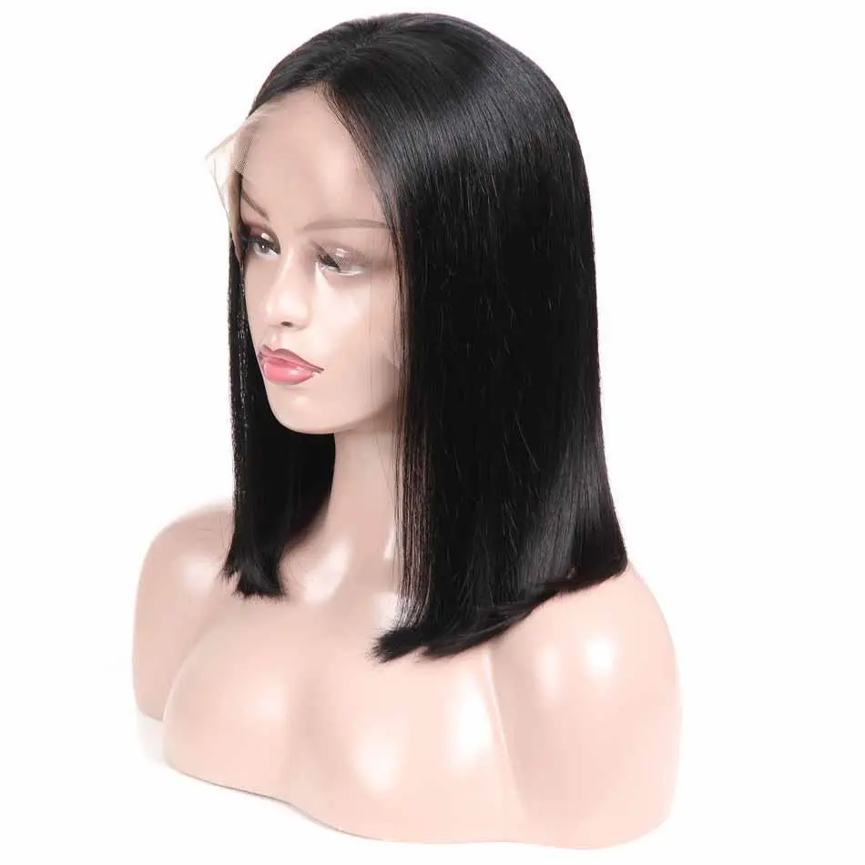 Popular in south Africa HD lace front wig 100% Virgin Brazilian wholesale bone straight human hair short bob wigs with baby hair