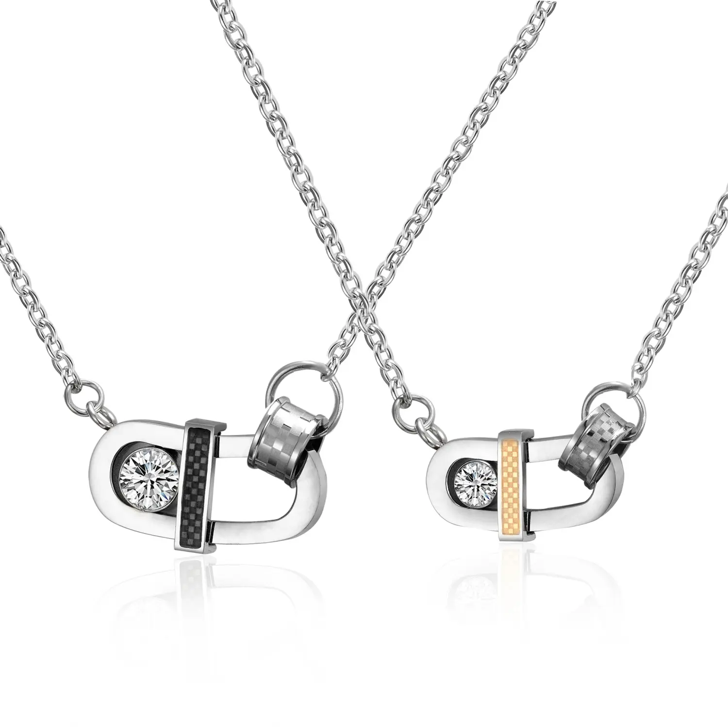 Love Lover Combinatie Water Twill Hoefijzergesp U-Vormige Roestvrijstalen Hanger Paar Ketting