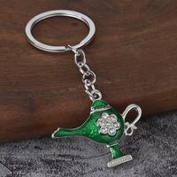 Porte-clés pendentif lampe Aladdin en métal vintage, souvenir créatif, prêt à être expédié en gros