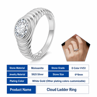 Bague en argent sterling 925 personnalisée avec moissanite ovale 6*8mm, motif échelle nuage, vente en gros, bijoux fins pour femmes, directement de l'usine