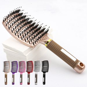 <span class=keywords><strong>Coiffure</strong></span> Styling Humide Poils De Sanglier Humide Logo Personnalisé Brosse À Cheveux Démêlant Cheveux Courbés Vent Brosse - Product Image 1
