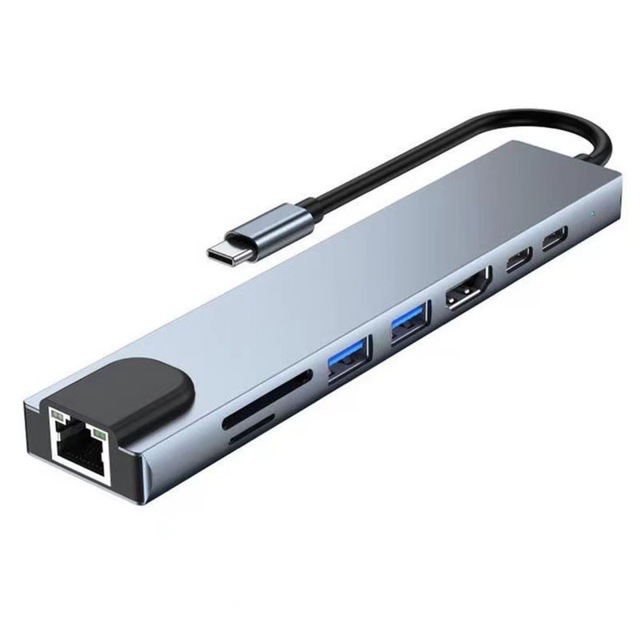 8-in-1 Type-C Dock 31 PD Power Delivery Hub with Ethernet Port USB Card Reader RJ45 Expansion Ports (One-to-Many)
