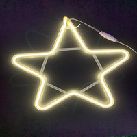 Décoration de Noël en forme d'étoile/élfe/flocon de neige, guirlande lumineuse LED néon murale 220V IP44 avec LED blanc chaud en fer 30x2x30cm