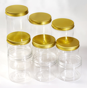 20ml 250ml 400ml 450ml 500ml 4 oz pet candy plastic seal jars with gold plastic lids