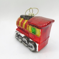 Hiasan Gantung Pohon Natal Bentuk Kereta Api Mutiara Cantik Merah Kuning Hijau Ornamen Kaca Figurine