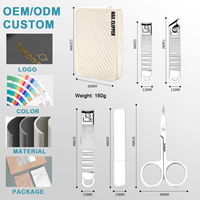 Ensemble de coupe-ongles de haute qualité, durable, 5 pièces, en acier inoxydable, outils de soin de beauté, kits de manucure de voyage pour hommes et femmes