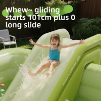 Piscine gonflable géante Da Niu pour enfants avec toboggan bleu/vert transparent, pour usage intérieur/extérieur, design pliable, vente en gros