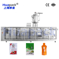 Machine de remplissage et de scellage automatique à 4 têtes de remplissage pour sachets préformés de 10 ml à 100 ml, emballage en sachet Doypack pour aliments et boissons