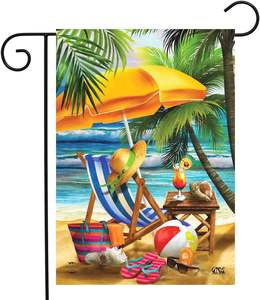 Prix direct usine personnaliser 18 "L X 12.5" W Polyester palmiers tropicaux nautiques coucher de soleil dans le drapeau de jardin de paradis - Product Image 6