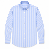 Chemise Oxford 100% coton pour homme, rayée, boutonnée, manches longues, style business décontracté, sans poche, en stock, vente en gros OEM