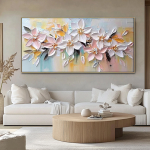 <span class=keywords><strong>Palette</strong></span> Couteau Salon Décor À La Main Moderne Abstrait Toile Texturé 3D Arbre Mur Art Fleurs Peintures - Product Image 4